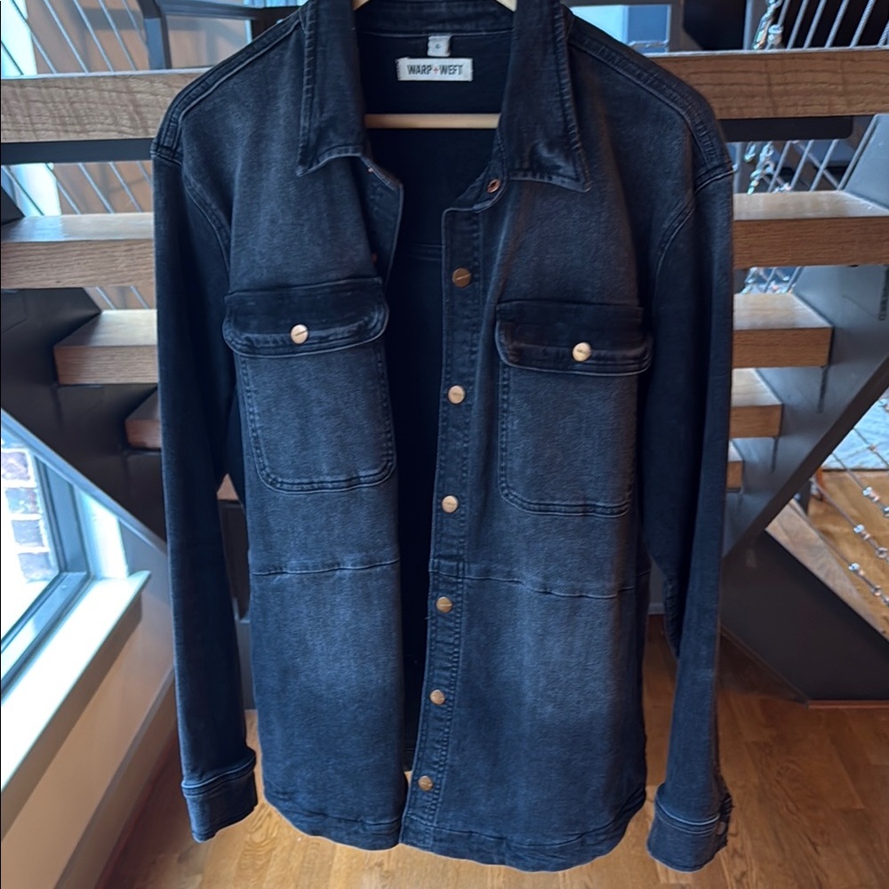 Warp + Weft Men's Washed Black Denim Jacket